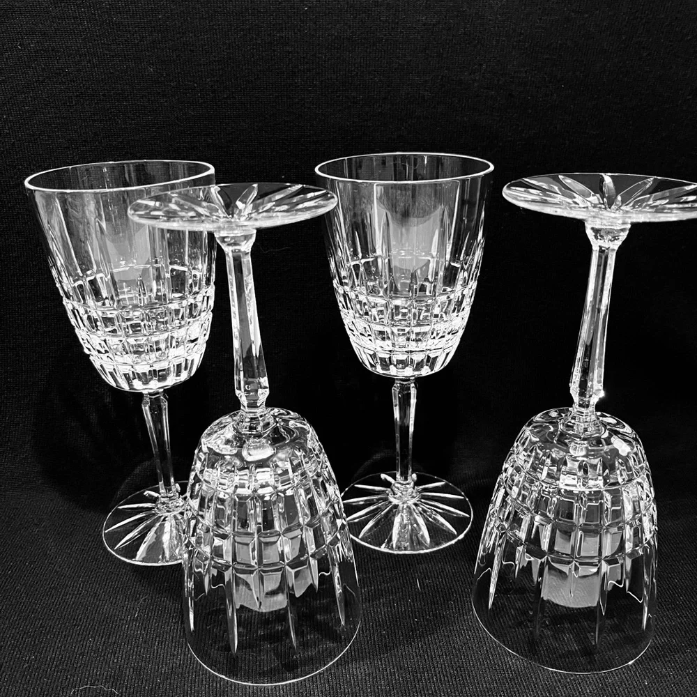 Vintage Val St Lambert Heavy Cut Crystal Water Goblets Set of 3